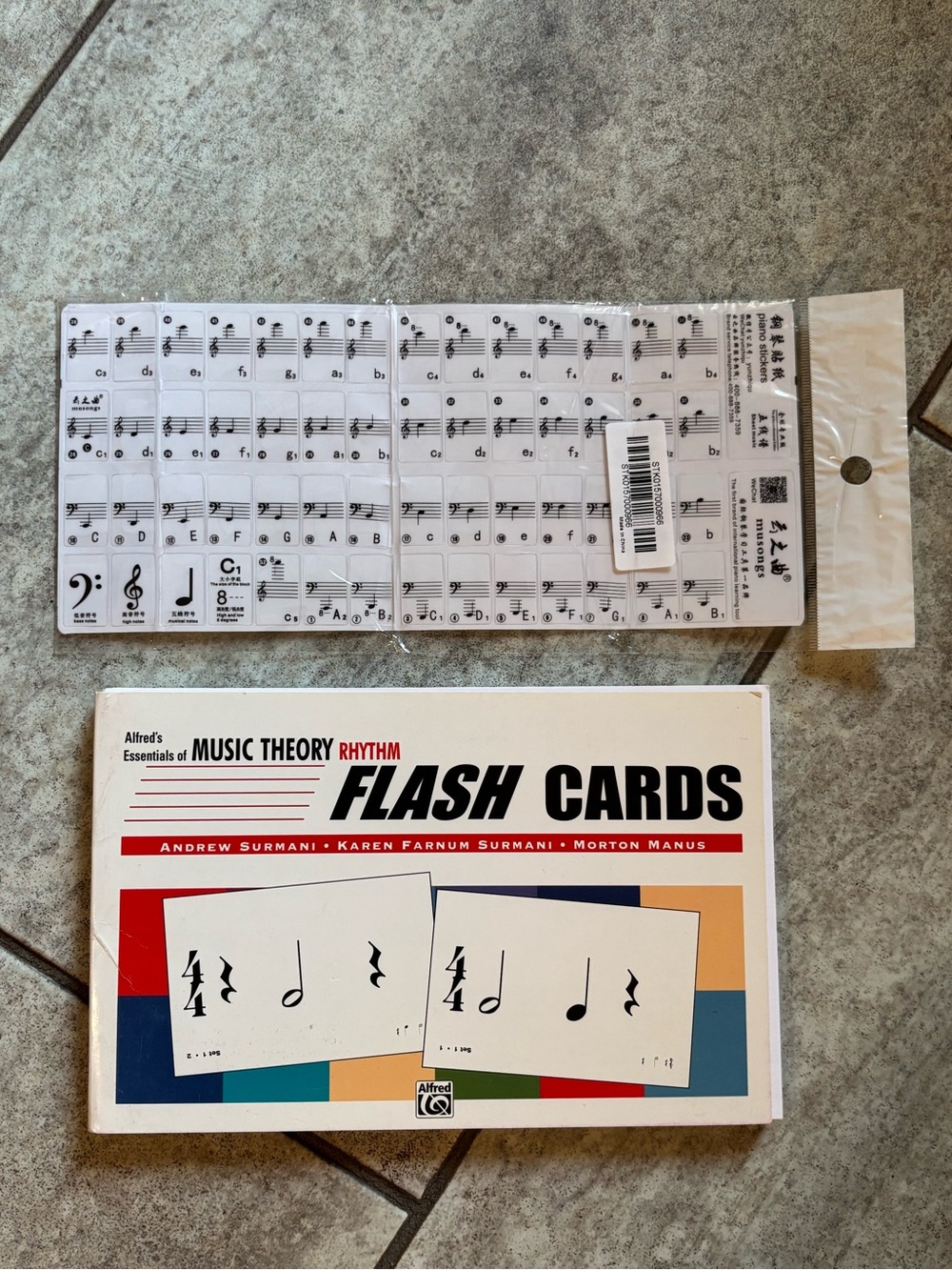Music Theory Flash Cards and Piano Key Indicator Stickers